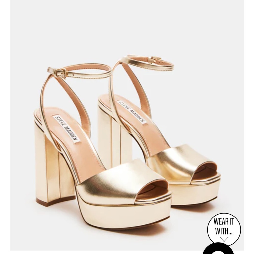 STEVE MADDEN gold metallic heels- 7.5